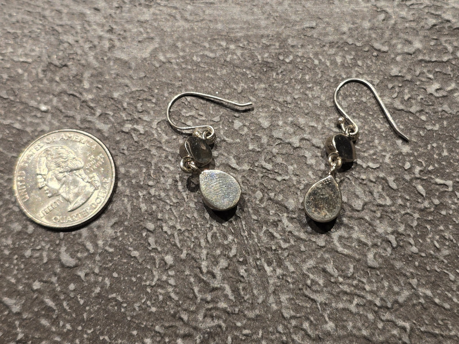 Silver Tone Teardrop Multicolor Bezel Dangle/Drop Hook Earrings