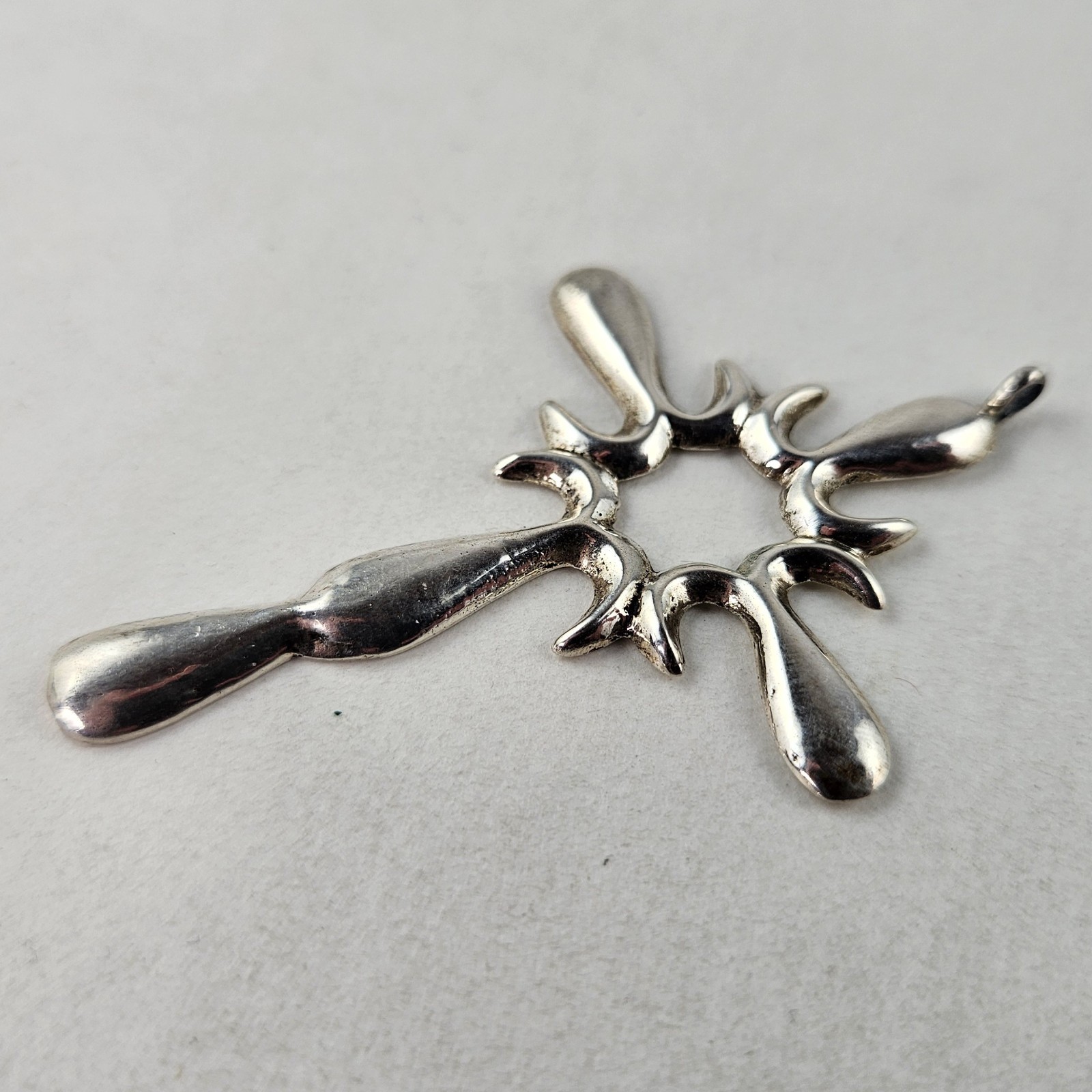 Sterling Silver Cross Artisan Sand Cast Pendant 12.0g [8848]