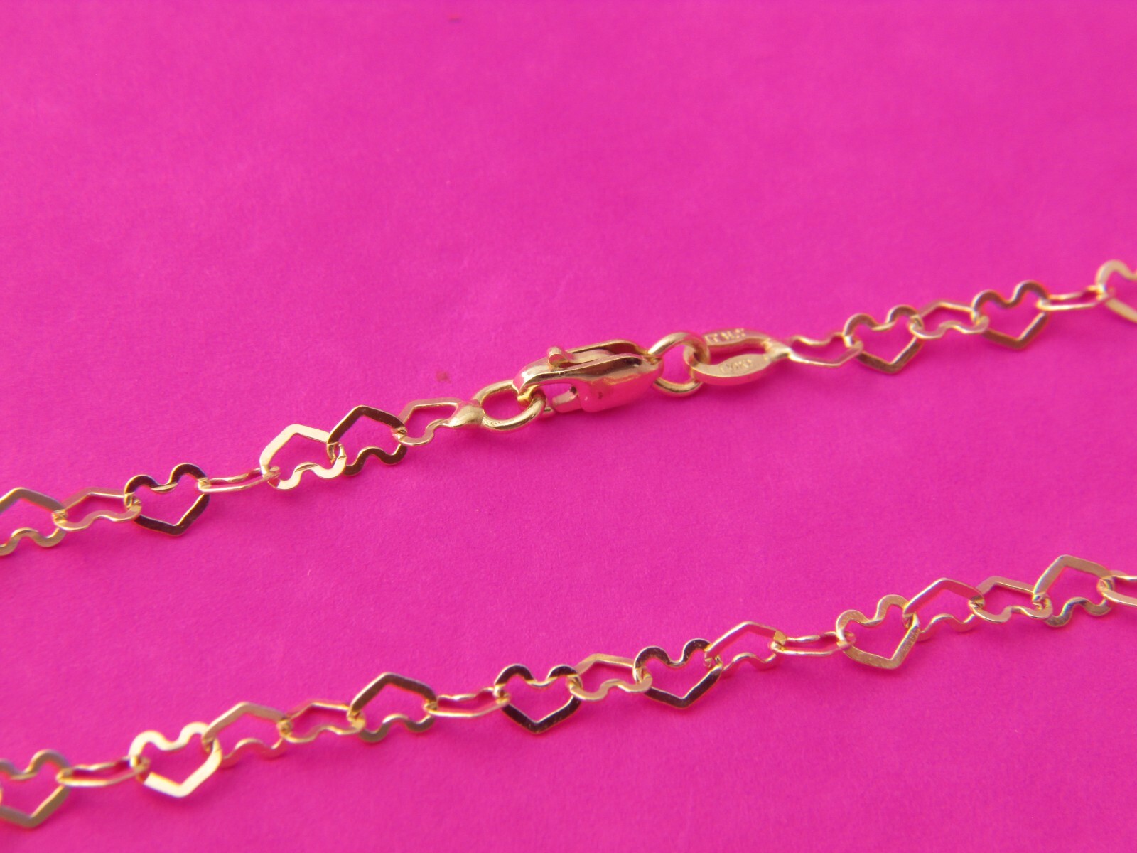 Solid 10K Yellow Gold 3mm Heart Chain Necklace Real 10kt gold Necklace