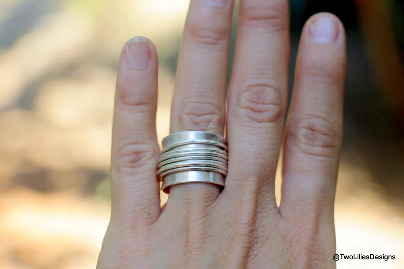 925 Sterling Silver Band &Spinner Meditation Ring Handmade Ring All size-D-83