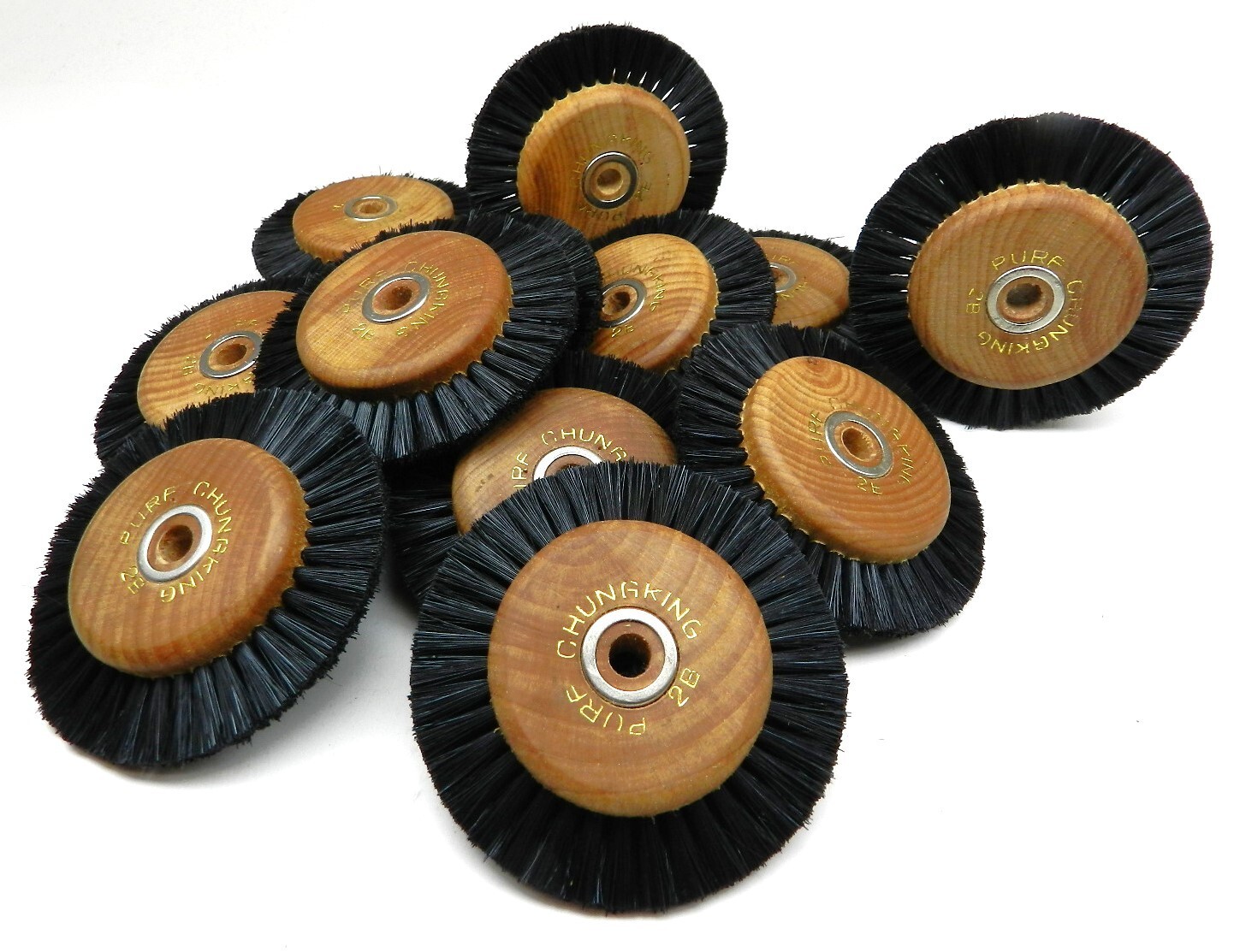 2B Wood Hub Brush Jewelry and Dental Polishing Wheel Chungking 2 Row 12 Pcs