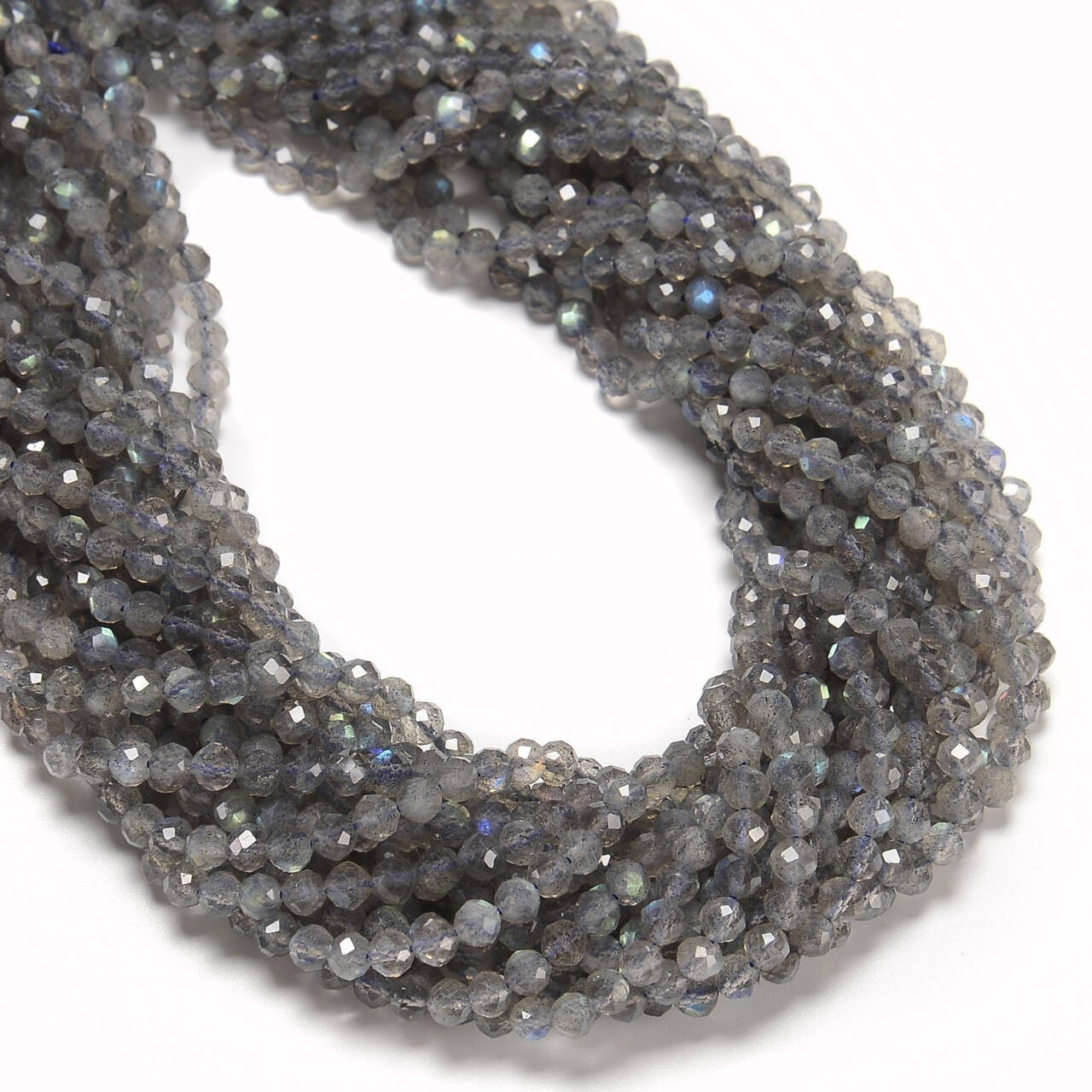 Natural Labradorite Faceted Round Beads 2mm 3mm 4mm 5mm 15.5″ Strand