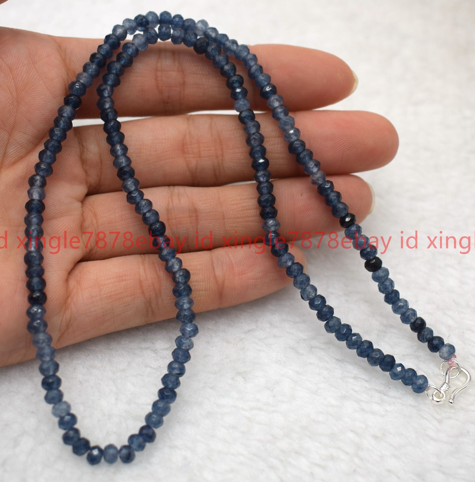 Natural 2x4mm Faceted Blue Apatite Rondelle Gemstone Beaded Necklace 16-28in