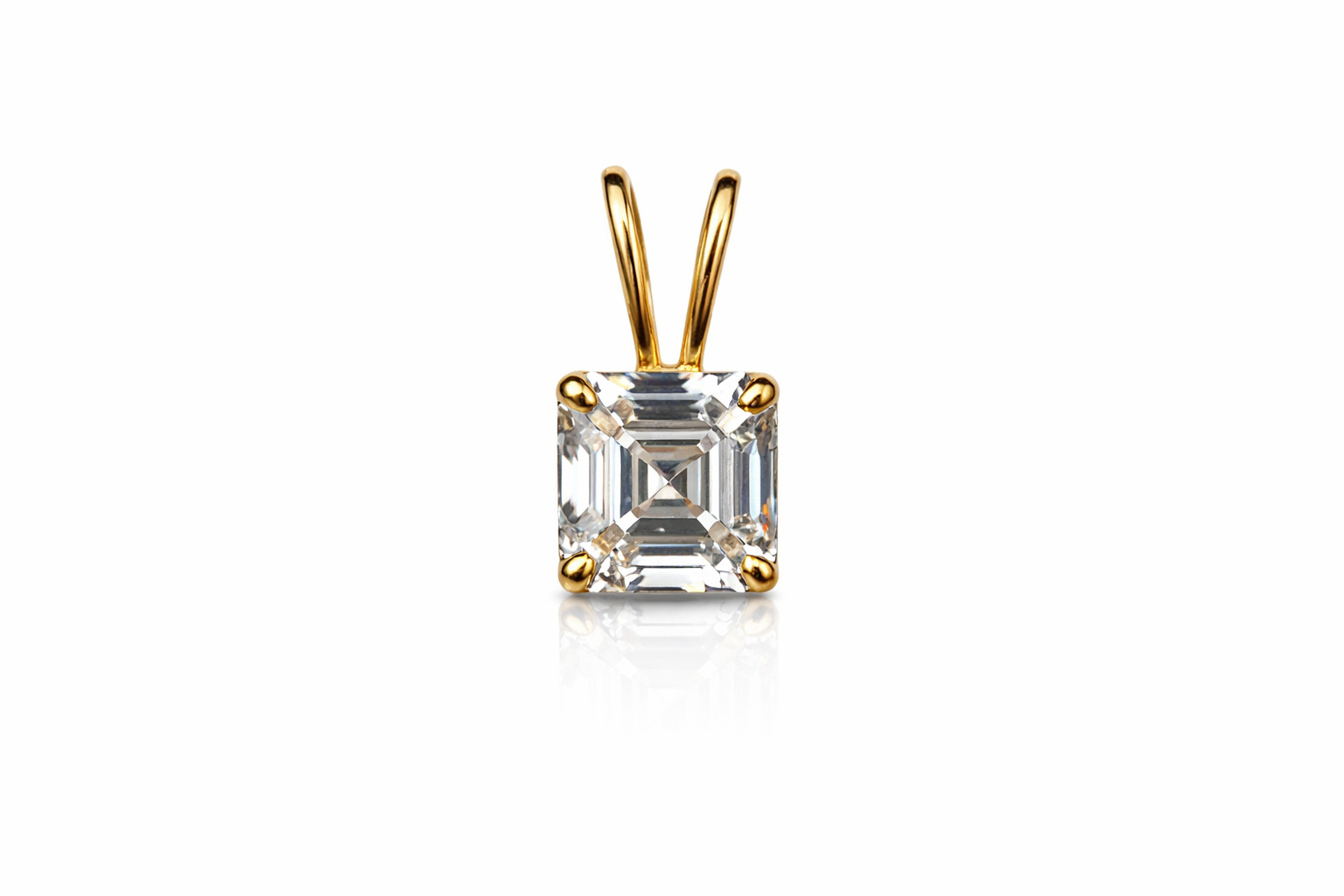 14k Yellow/ White/ Gold Asscher Cut CZ Pendant