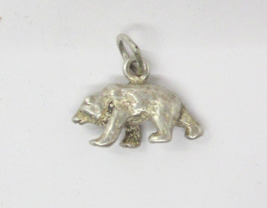 925 STERLING SILVER 3D WALKING BEAR PENDANT OR CHARM 16X14MM ~ 2.0G