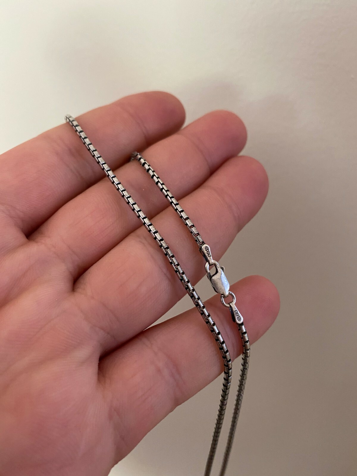 Solid 925 Sterling Silver Rounded Box Chain 2mm Necklace Black Oxidized Rhodium