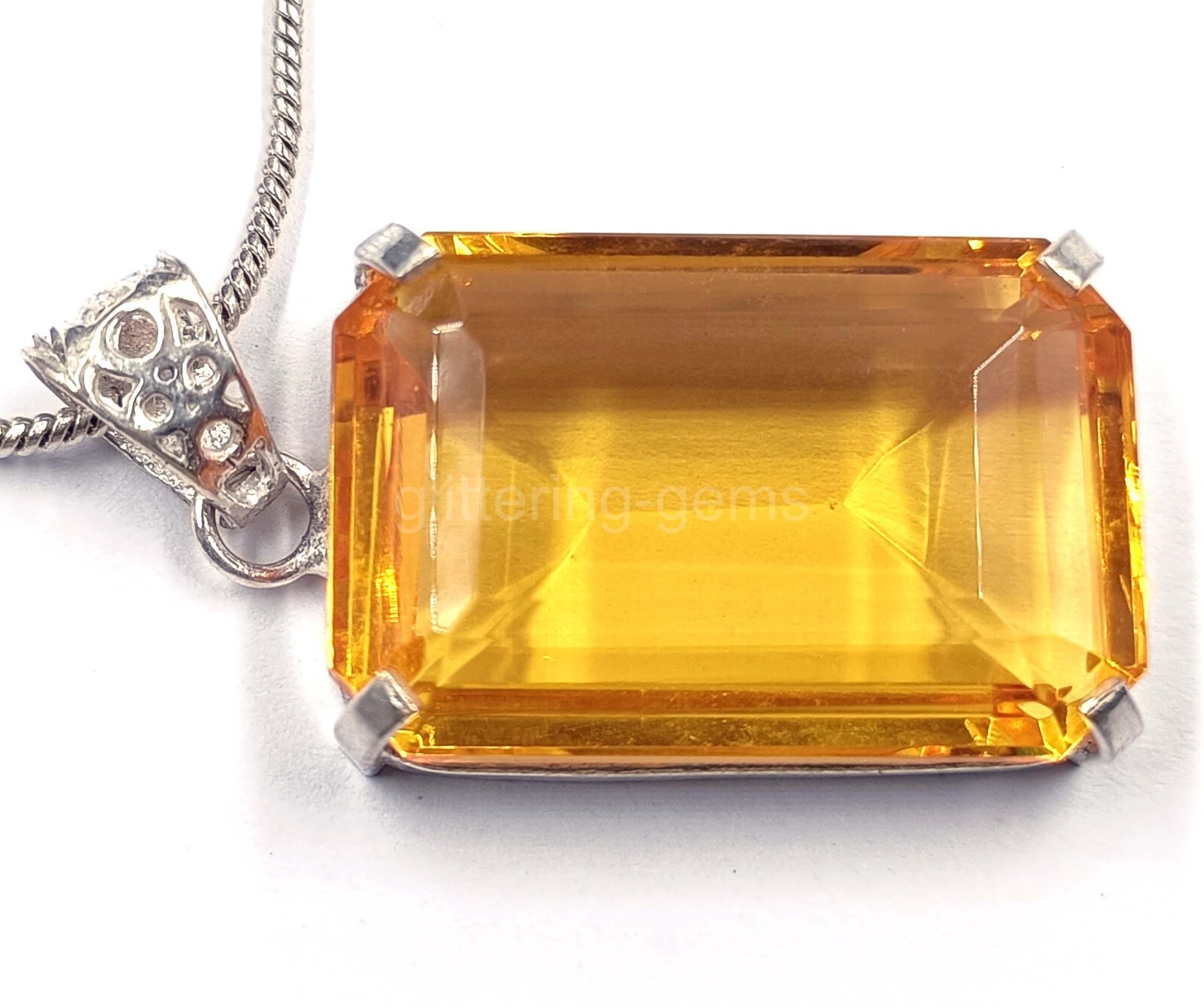 Natural Yellow Sapphire 80 Ct IGL Emerald Cut 925 Solid Silver Pendant Gems 5MSA