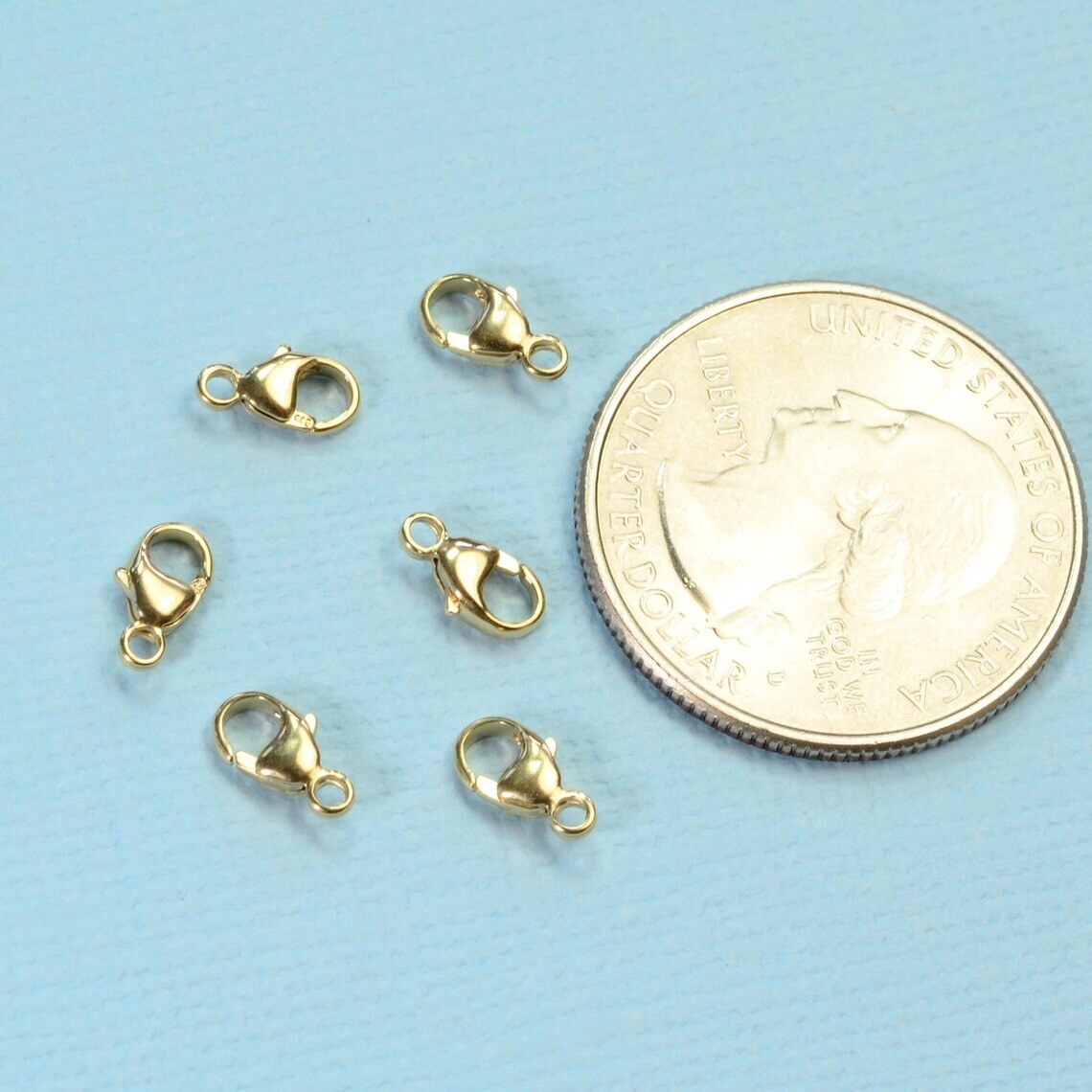 4.5MMx7.8mm 14k Solid Yellow Gold Lobster Clasp With Closed Loop