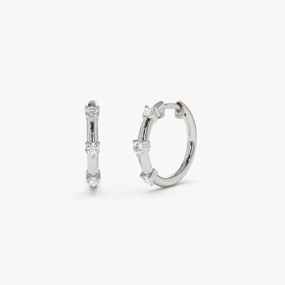 0.30 TCW Round Cut Natural Diamond 14K Gold Prong Setting Hoop Earrings For Her