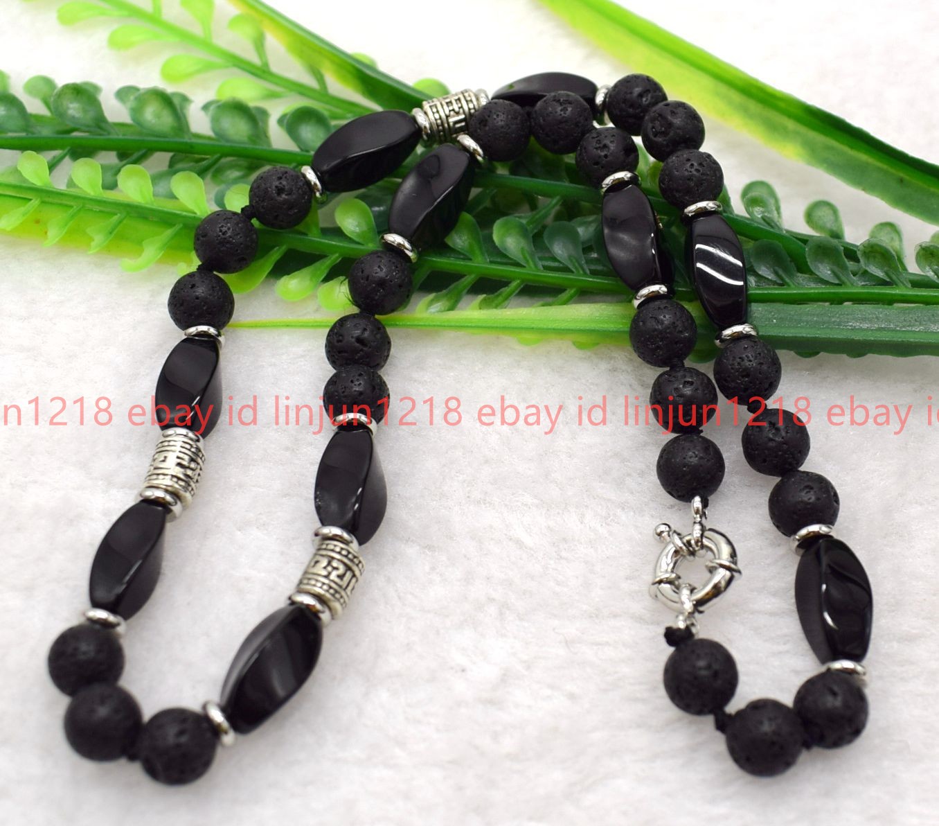New Elegant Natural 8mm Black Lava Agate Gemstone Round Beaded Necklace 16-36in