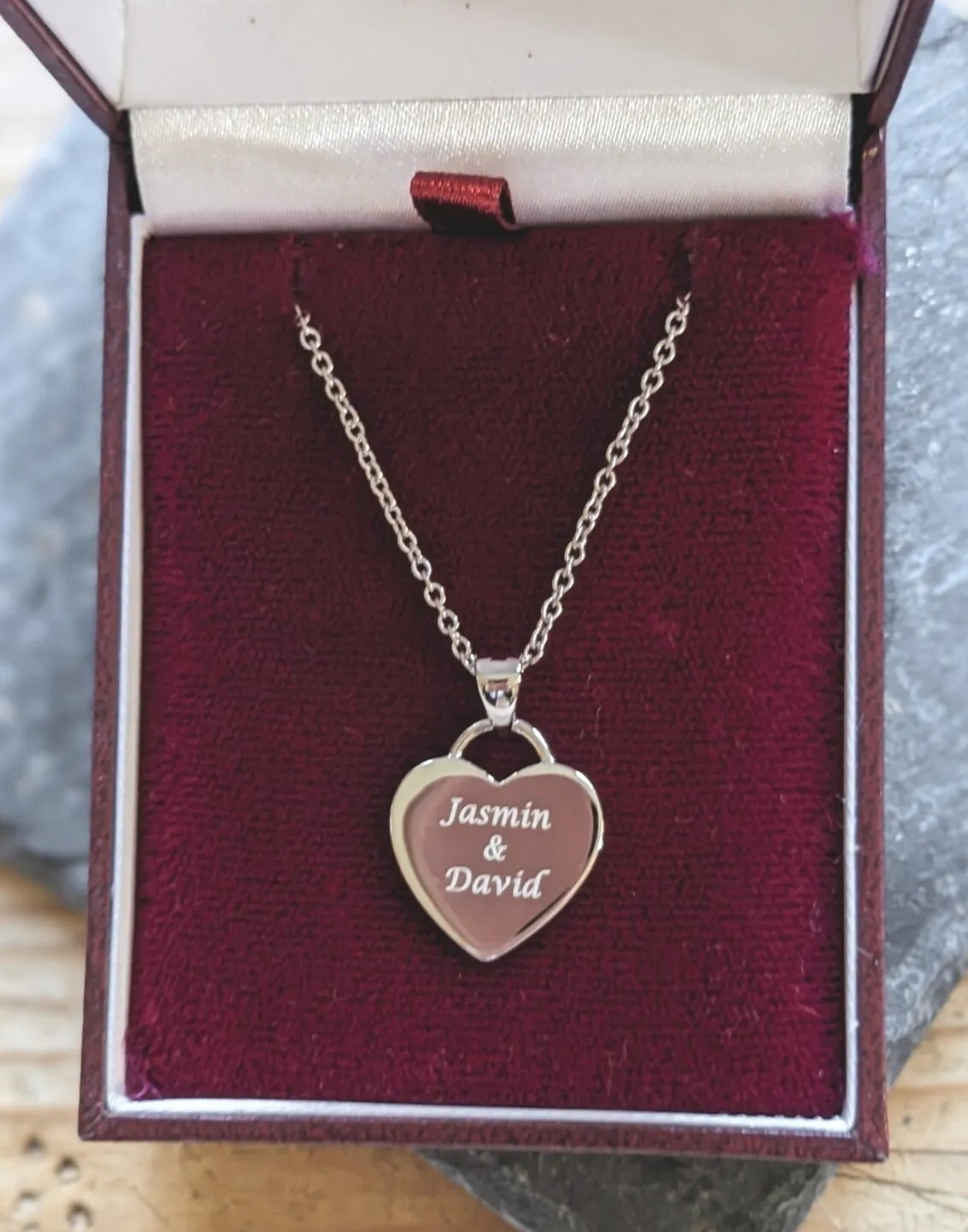 Personalised 925 Sterling Silver Engraved Heart Charm Pendant Necklace Gift