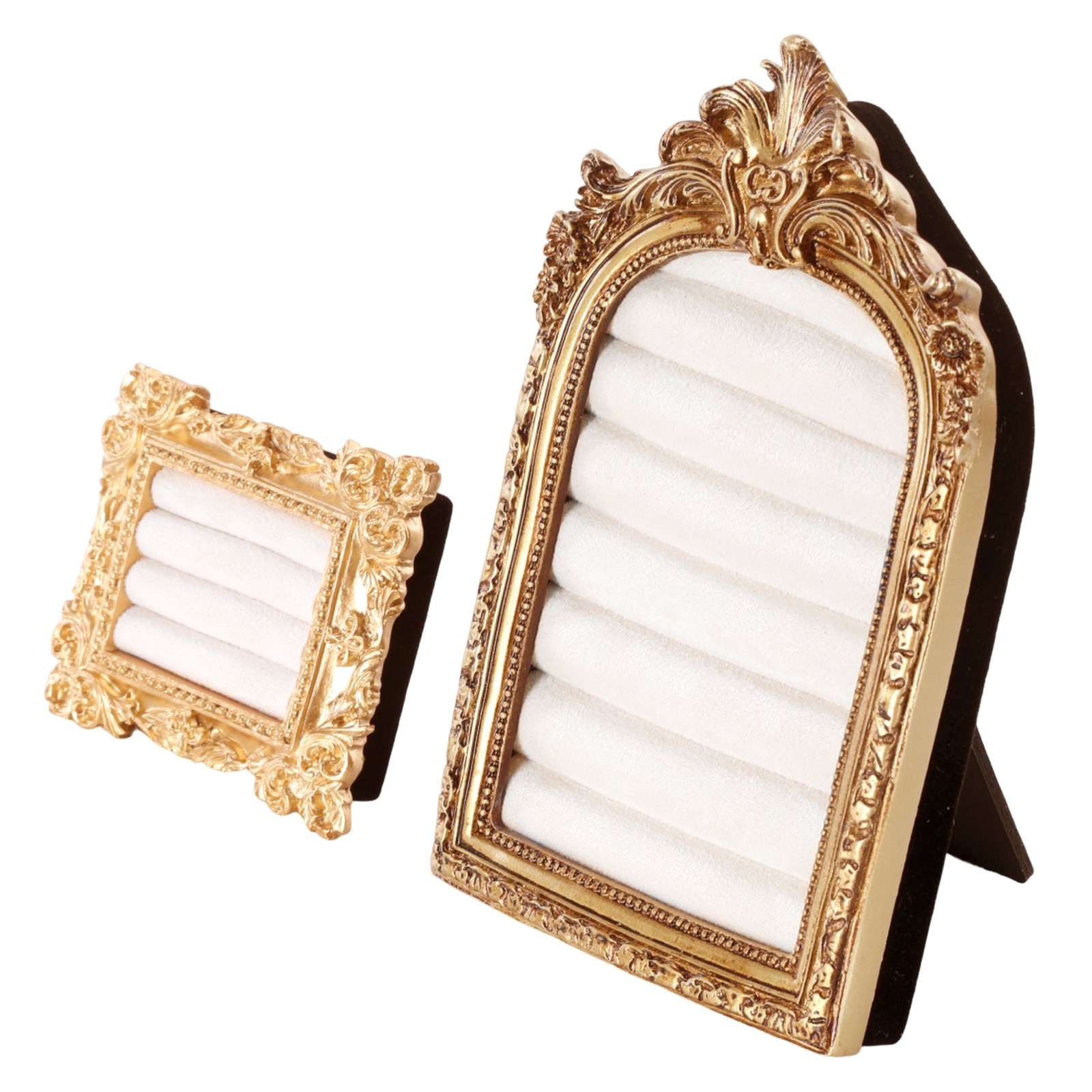 2Pcs Gold Resin Vintage Ring Holder Frame Style Photograph Prop for Women Gift