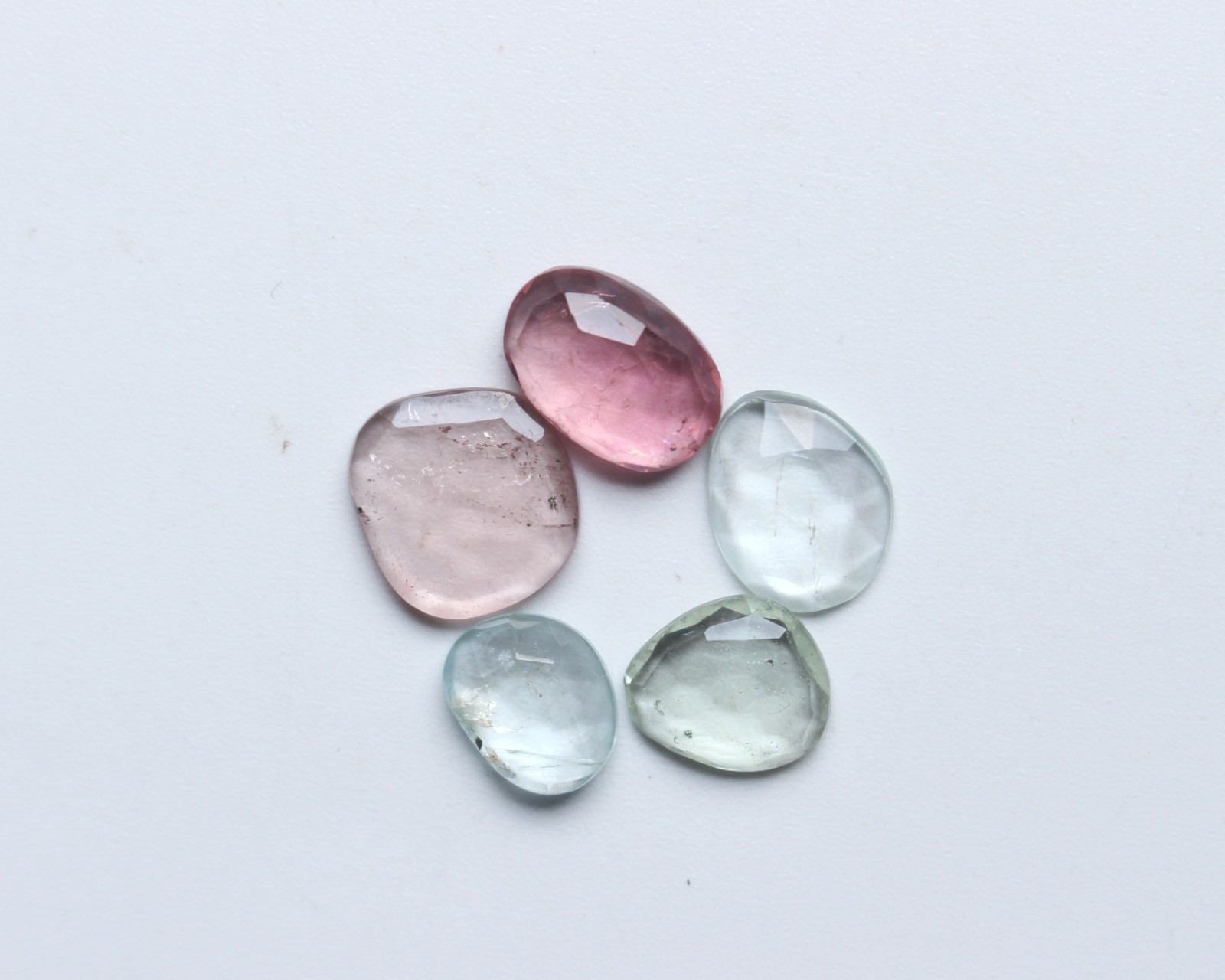 Aquamarine & Tourmaline Rose Cut Gemstone Natural Rose Cut Faceted Set 8To10MM