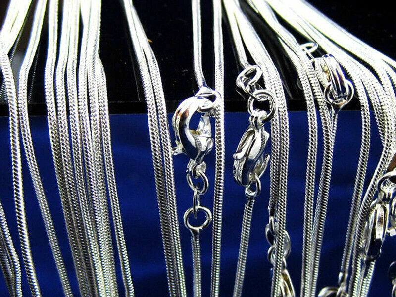 Lot 10PCS Wholesale 925 sterling solid Silver 1mm snake chain Necklace 16-30inch