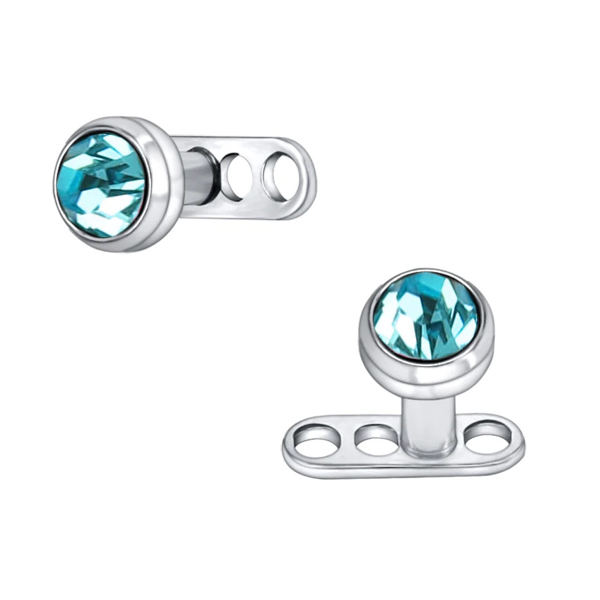 10x 16G 1.2 mm Micro Dermal Anchor Base & 3mm Aqua Flat Top Surgical Steel Combo