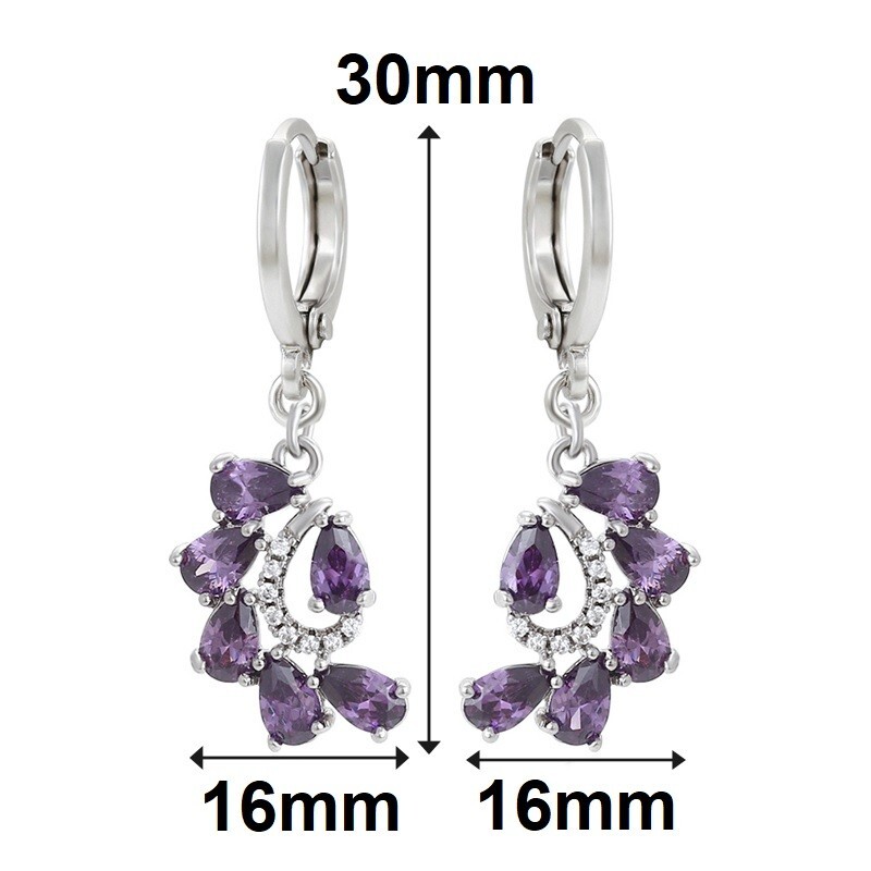 925 Sterling Silver Womens Natural Amethyst 30mm Leverback Dangle Earrings D53