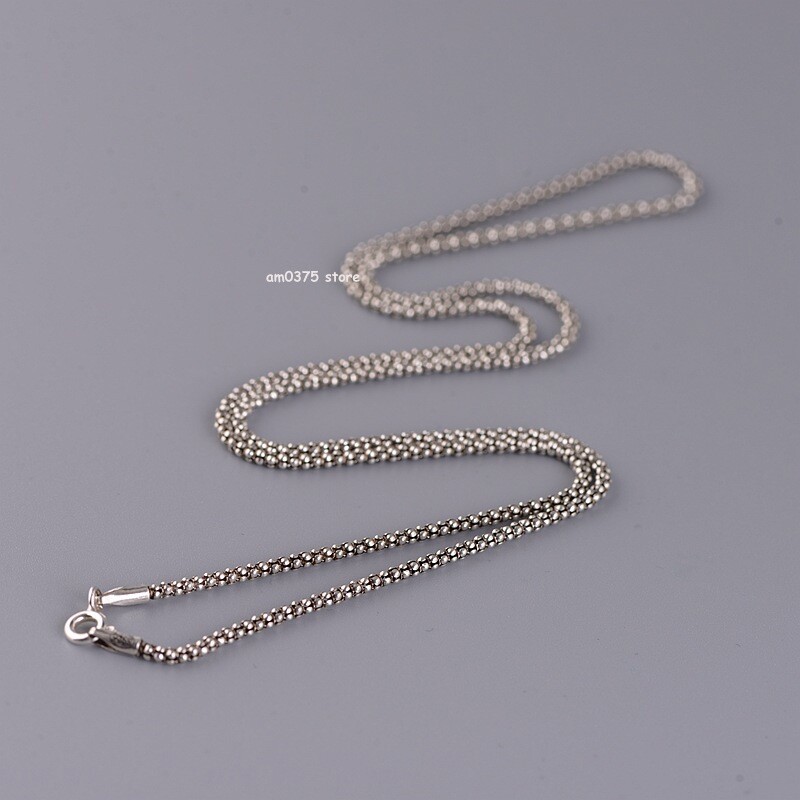 Pure S925 Sterling Silver Necklace 1.5mm/1.8mm/2.5mm Popcorn Chain 16 to 30inchL