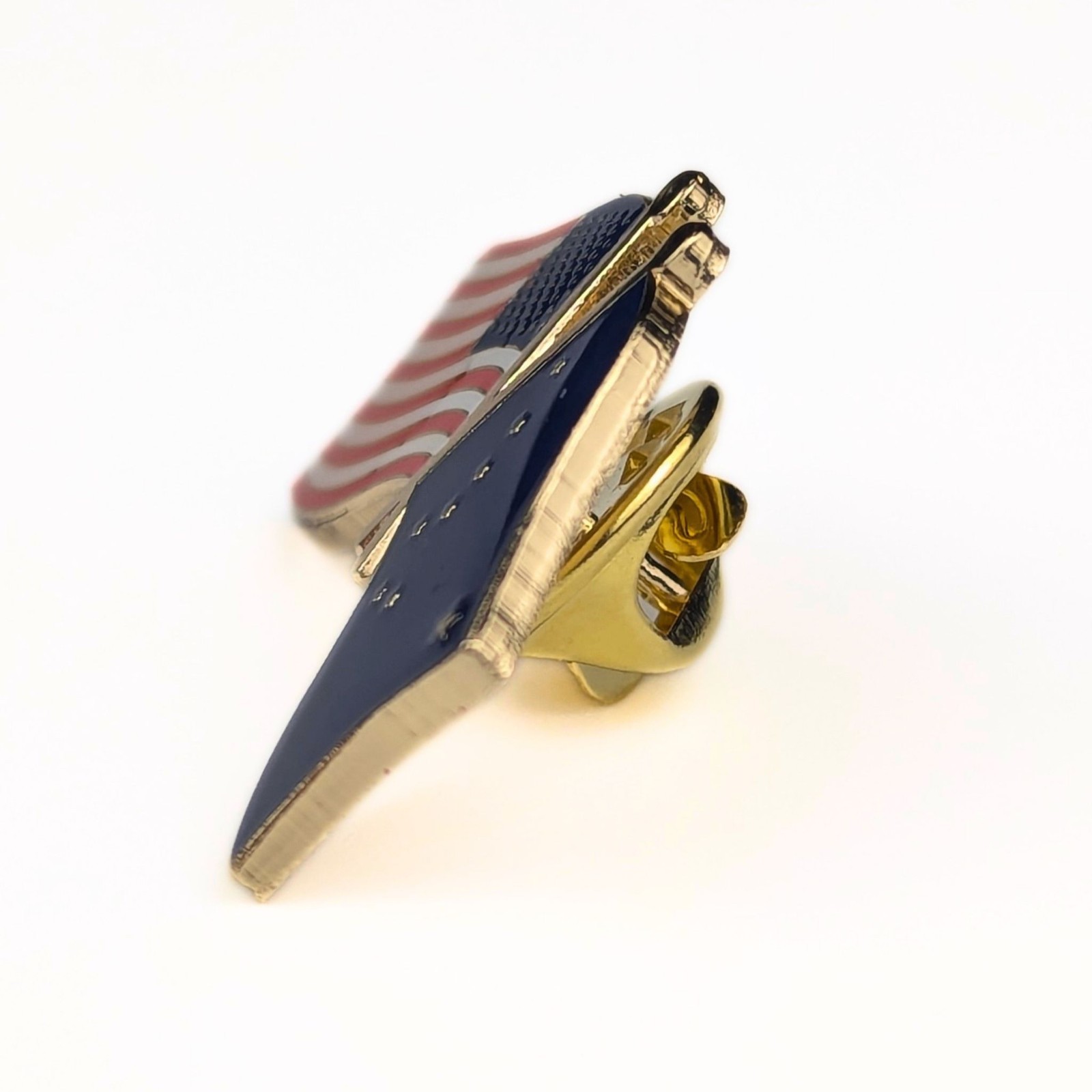 Alaska State Flag / American Flag Lapel Pin; Die-Struck Steel Alloy