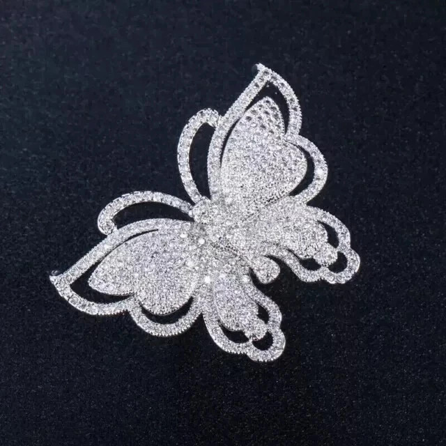 2.30Ct Round Lab-Created Diamond Butterfly Engagement Ring 14K White Gold Plated