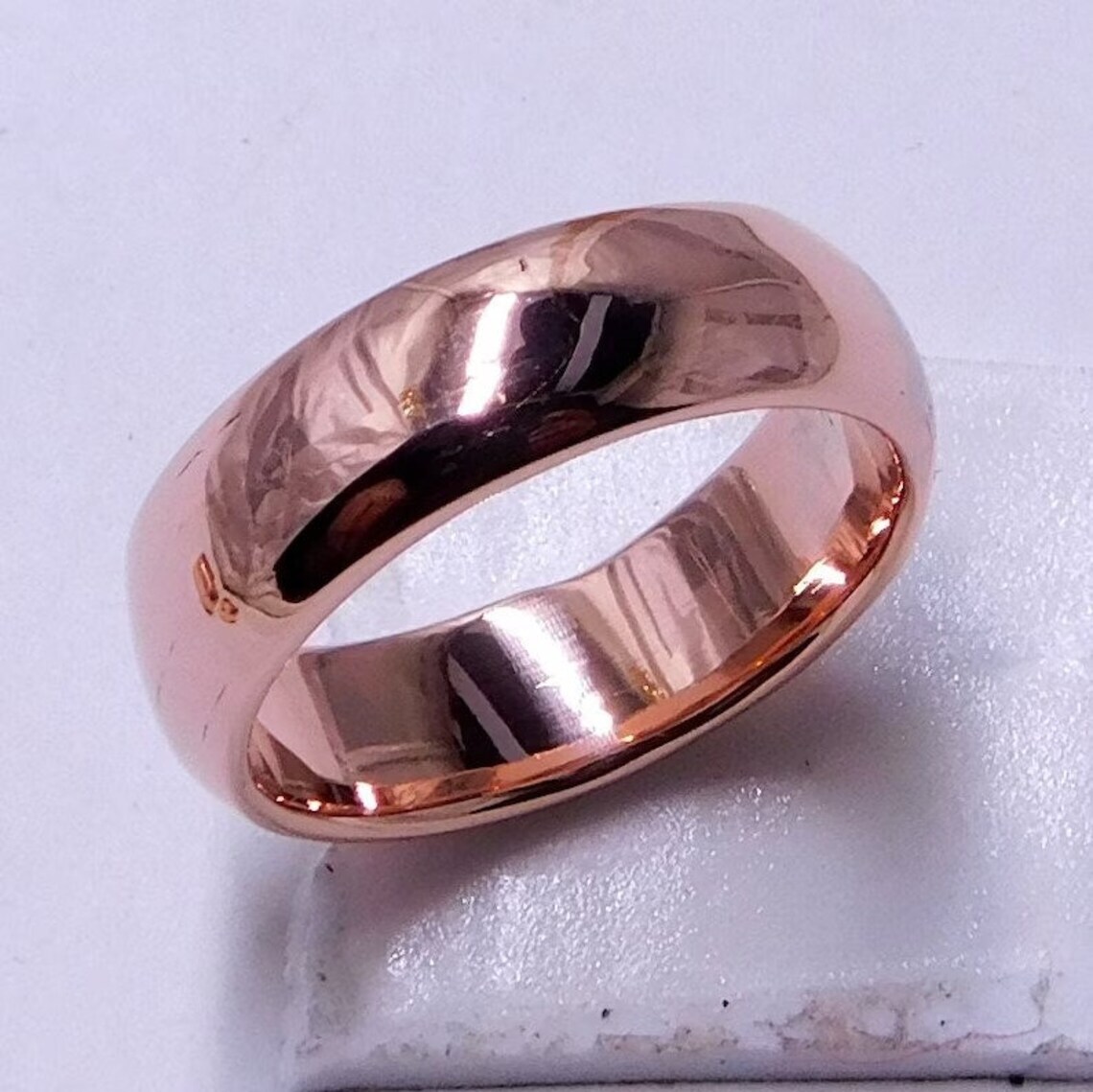 Pure Solid Copper Smooth Unisex Band Handcrafted Jewelry Ring For Men Women Gift