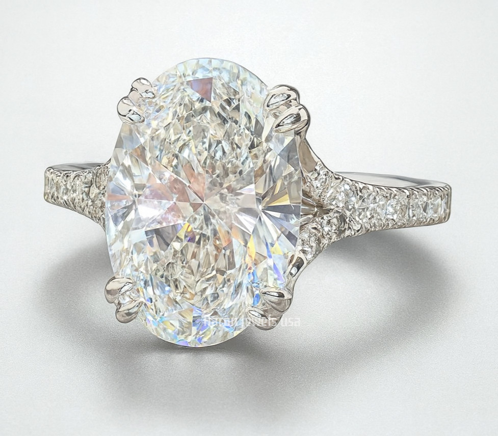 4.80 Ct Oval Cut Lab-Created Diamond Engagement Ring IGI F VS1 14K White Gold