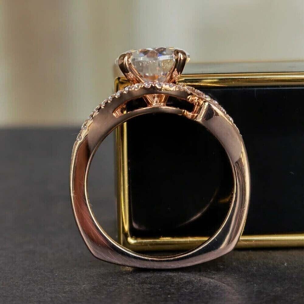 Solid 14k Rose Gold 4.20Ct Round IGI Lab-Grown Diamond Wedding Engagement Ring