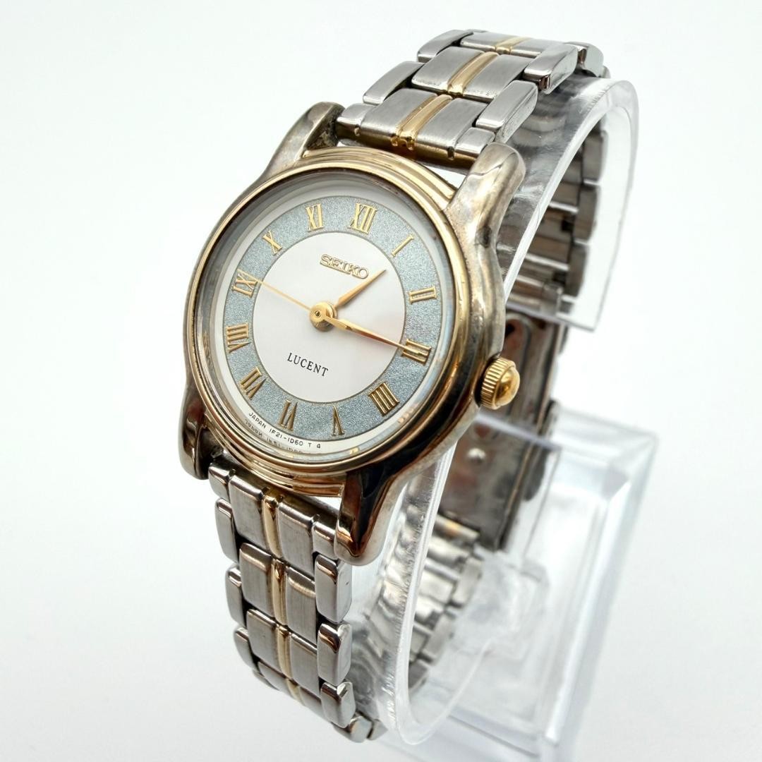 Excellent condition Seiko Lucent wristwatch, new battery, Roman numerals, gold,