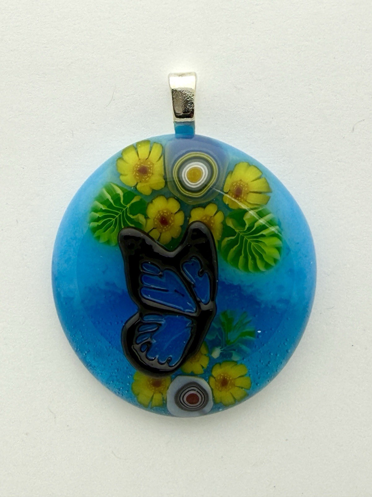Art Glass Pendant Butterfly and Murrini