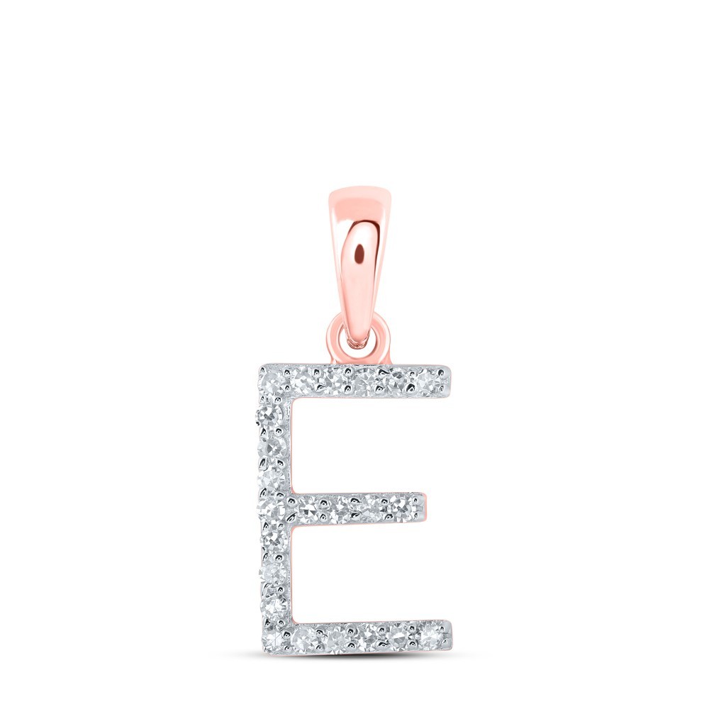 10k Rose Gold 0.09CTW Natural Diamond Initial “E” Charm 0.55g Alphabet Pendant