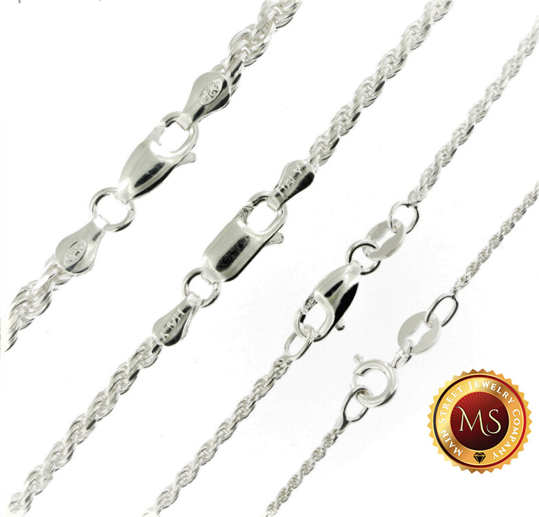 Italy 925 SOLID Sterling Silver Diamond-Cut ROPE Chain Necklace or Bracelet