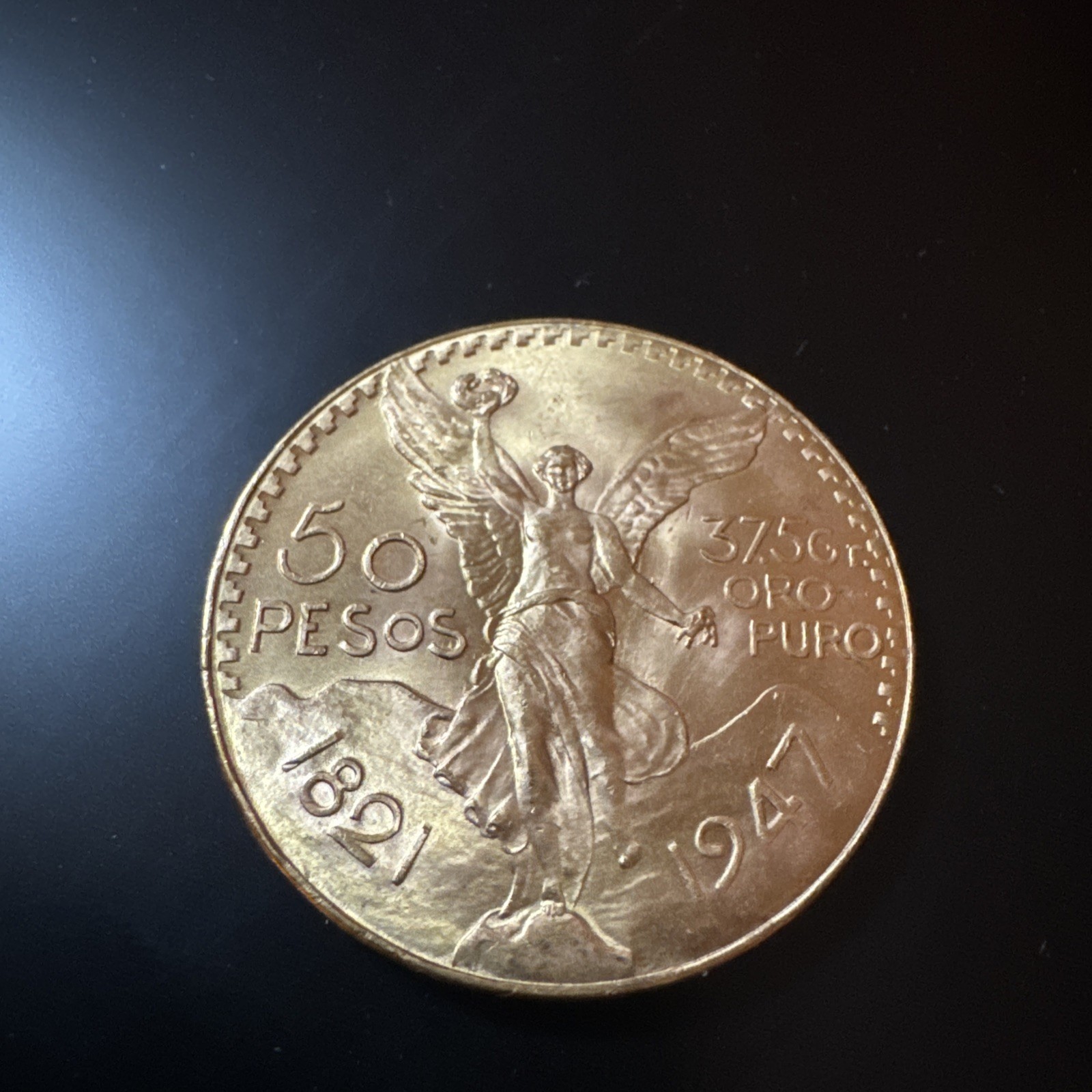 1947 Mexican Centenaro 50 Gold Pesos Coin Solid 22k Yellow Gold Oro Centenario