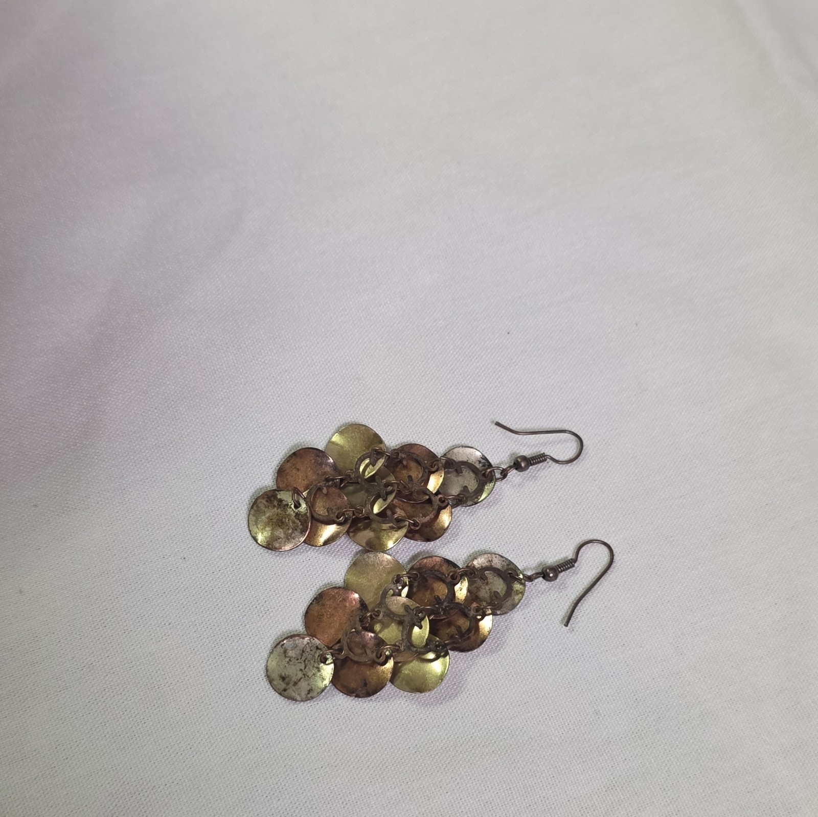 Multicolor Mixed Tone Metal Round Disc Dangle/Drop Hook Earrings