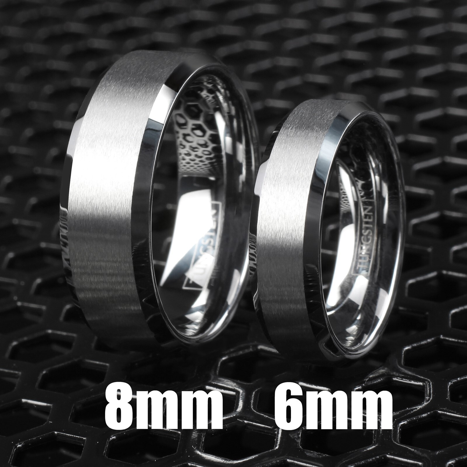 Personalized Tungsten Carbide Men’s Ring Brushed Center Wedding Band Jewelry