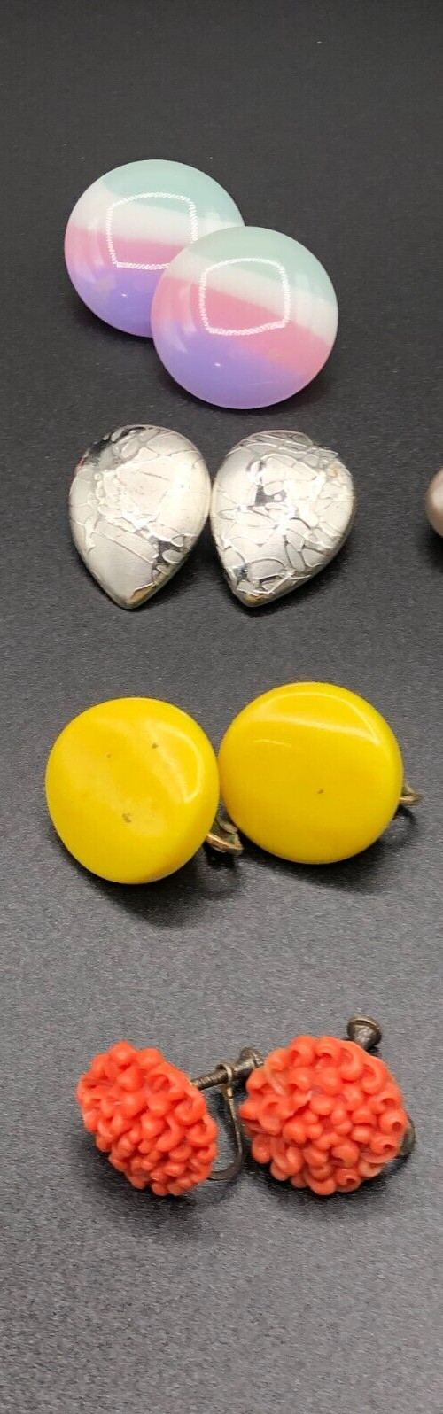 Vtg Lot 17 Pair Plastic Clip, Screw Back & Pierced Earrings Colorful Retro Fun