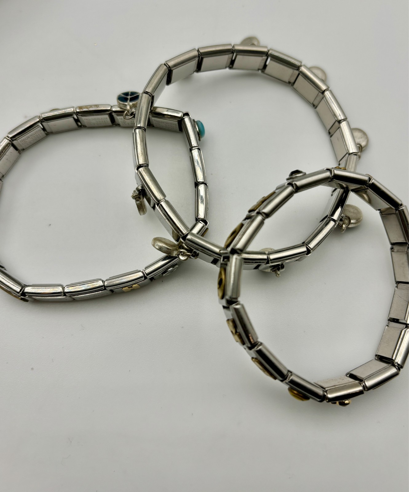100 Pcs Italian Charm Links For Bracelets Jewelry Stainless Mixed Lot-Gems-Novel