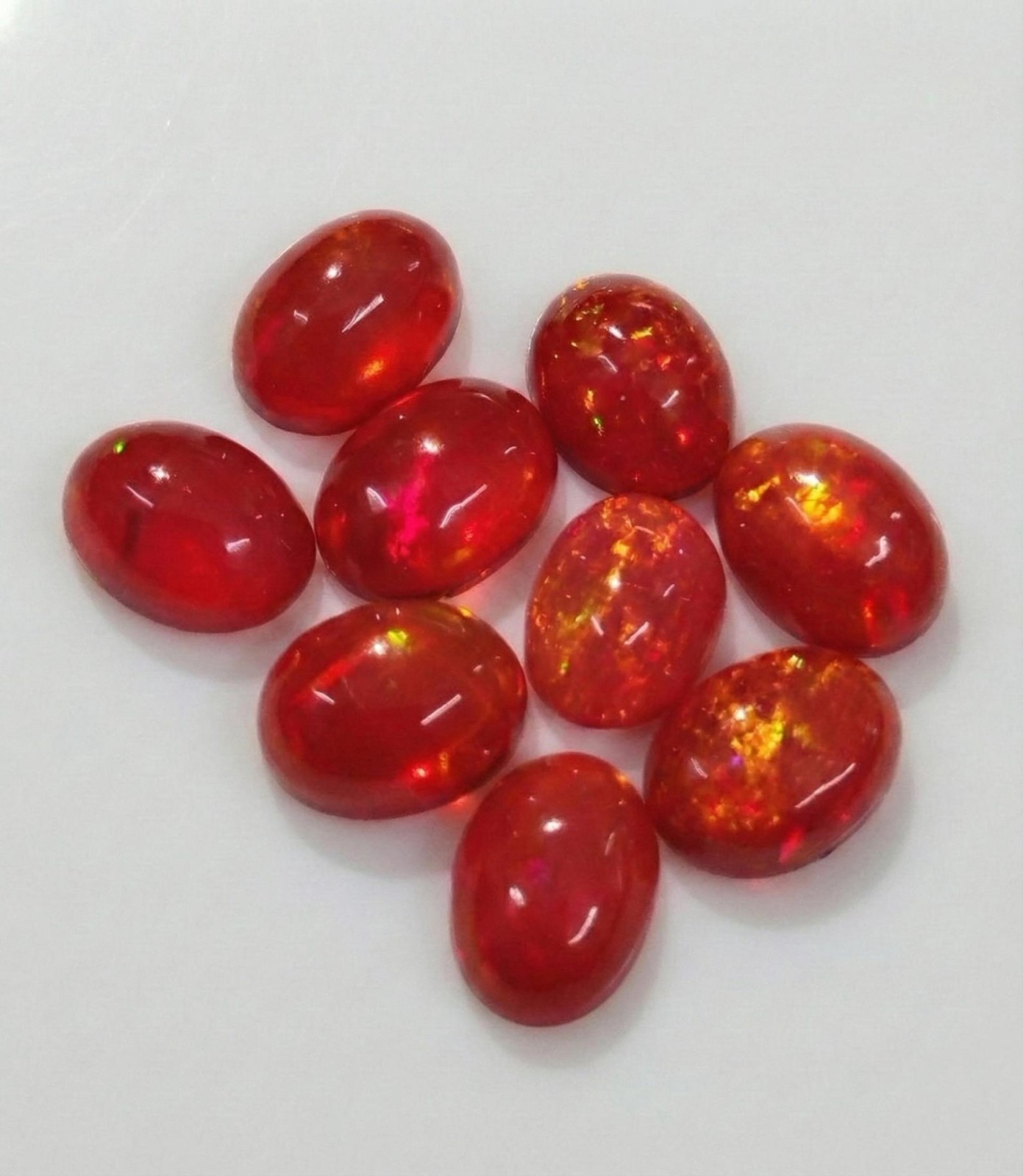 Natural Red Ethopian Opal Oval Cabochon 3x5mm To 8x10mm Loose Gemstone