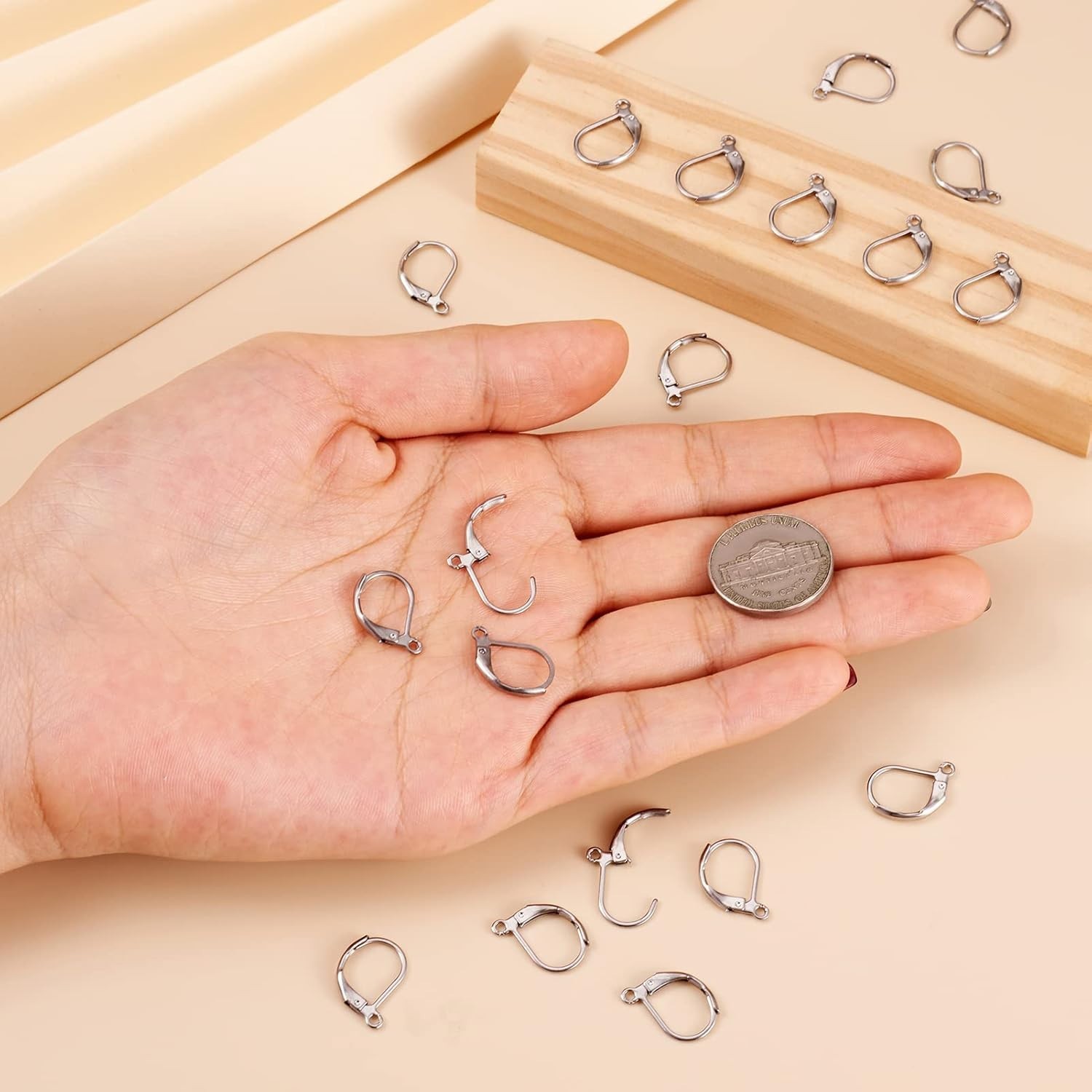 100pcs Stainless Steel Lever Back Hoop Earrings Surgical Earring Components f…