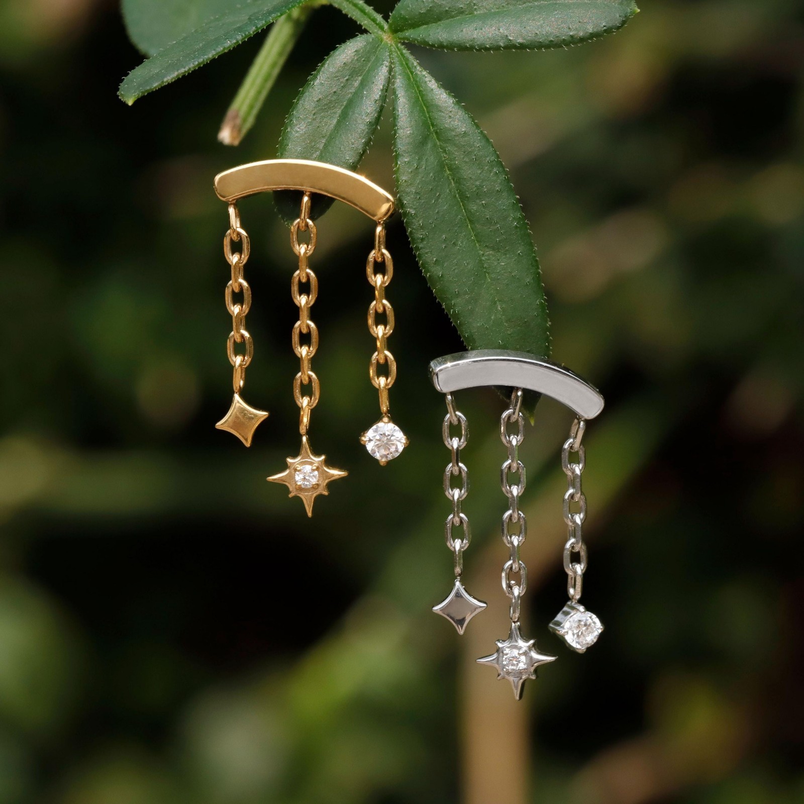 North Star Dangle Hidden Helix Threadless Earring