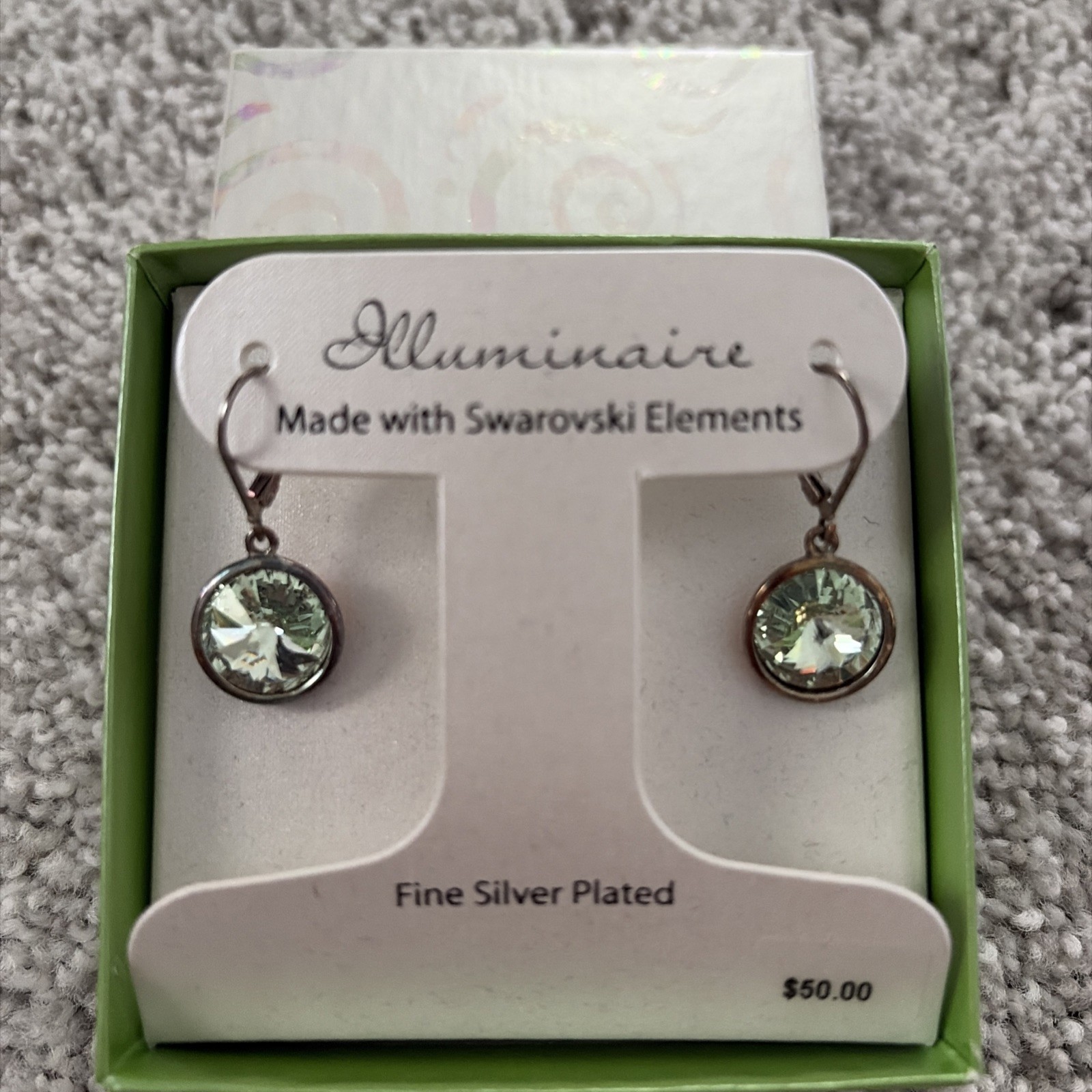 Iluminaire Fine Silver Plated Earings Made With Swarovski Elements NIB KOHL’S