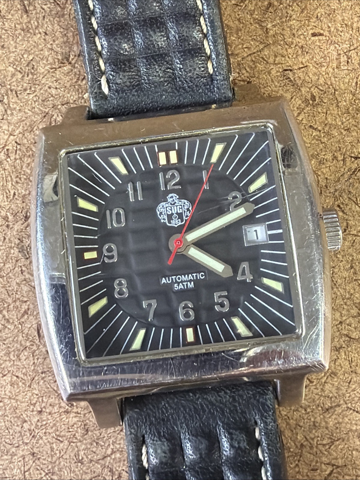 SUG Automatic Watch Reference No. 60362-364 Used Works 5 ATM Black/Silver