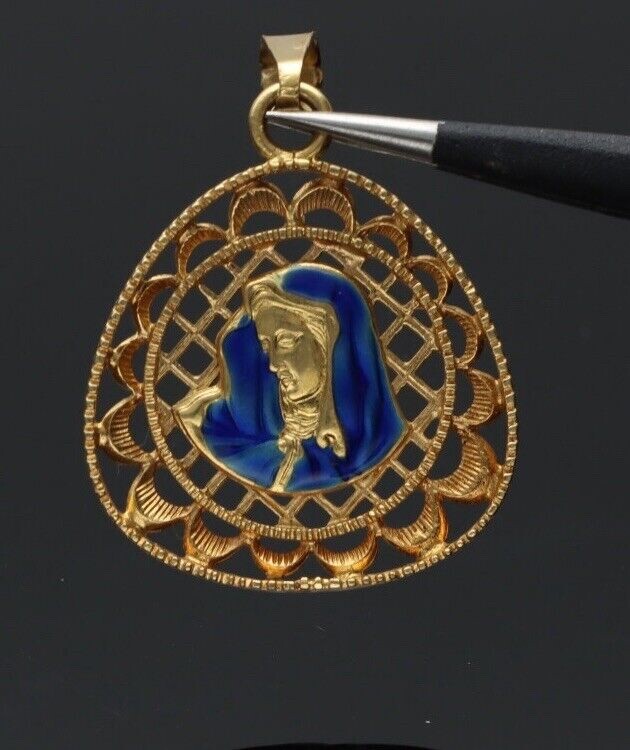 MEDAL💫♥️💫 OF THE MADONNA ENAMELLED IN YELLOW GOLD 750/1000.18KT.