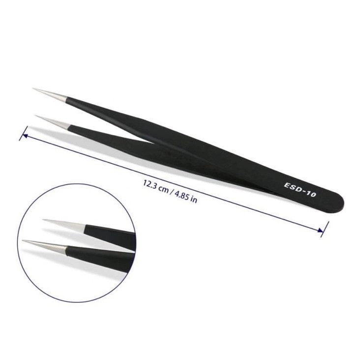 6Pcs ESD Anti-static Tweezers Set Maintenance Repair Stainless Steel Tools Kit