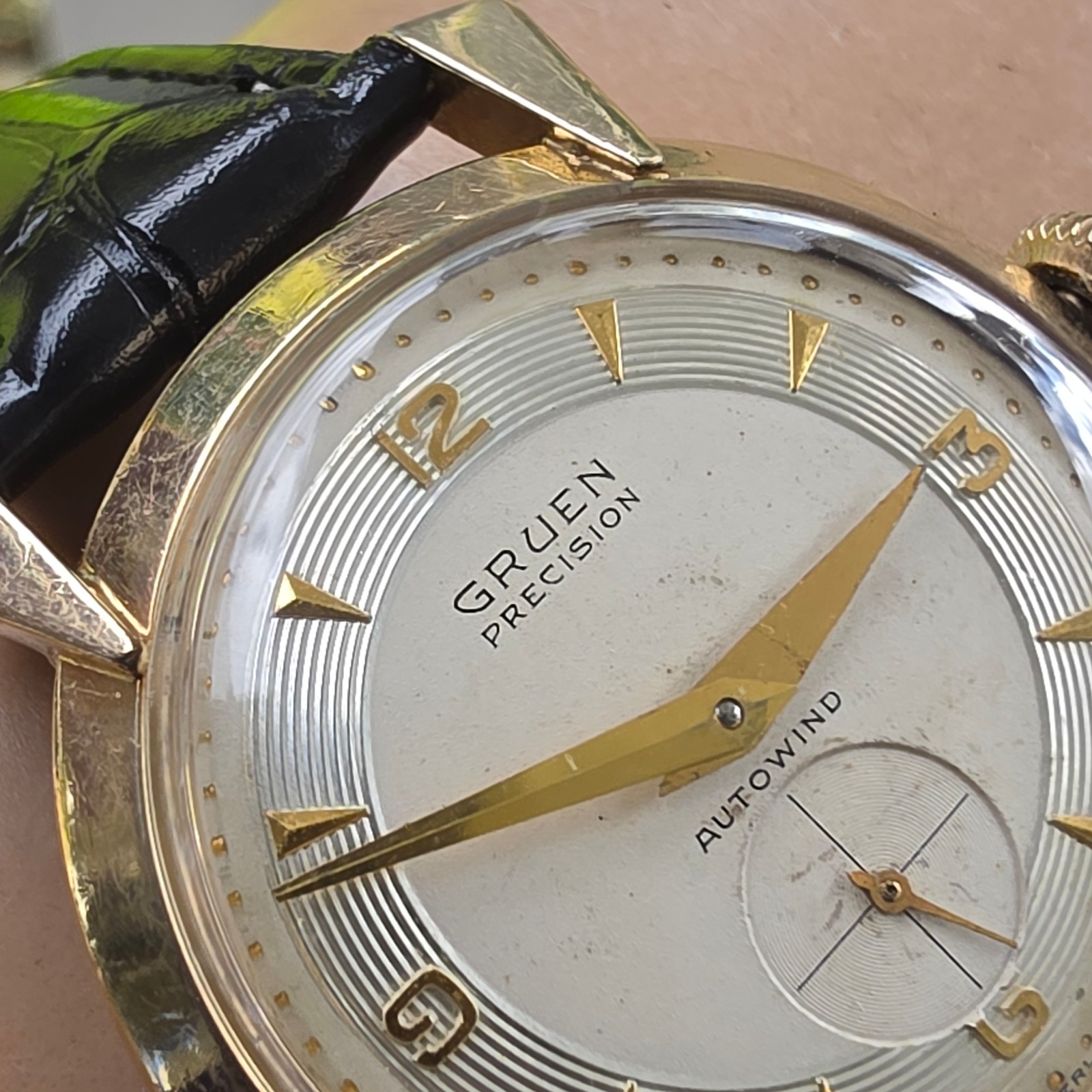 Vintage GRUEN men’s automatic watch 480/831 10K GF Concentric-circle dial 1952