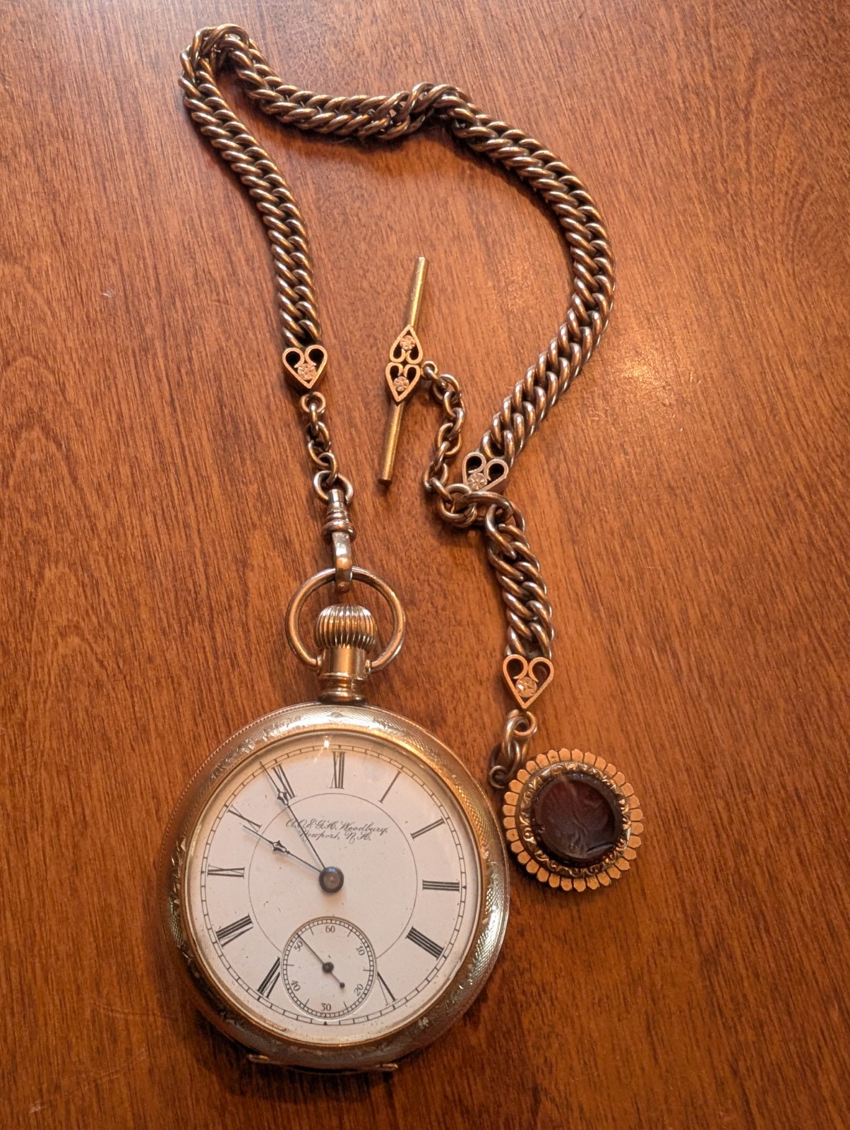 A.O. & G.H. Woodbury Pocket Watch – Newport, NH – Gold‑Filled Case – 55mm