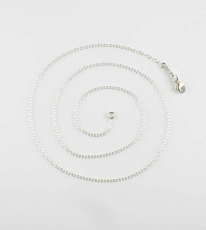 1.3 mm Cable Chain Necklace Plain Links Unplated Sterling Silver Thin Delicate