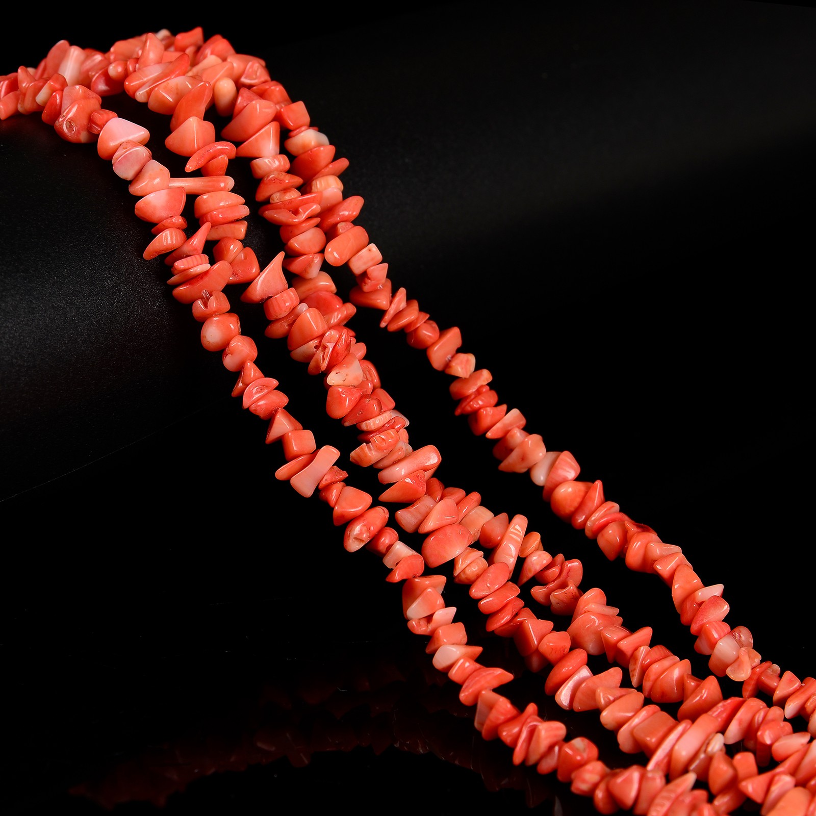 Orange Bamboo Coral Irregular Pebble Nugget Chips Beads Size 5-7mm 34″ Strand