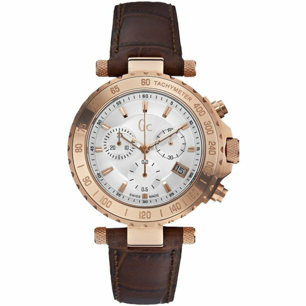 GC unisex MEN’S chronograph pink gold tone BROWN LEATHER WATCH women’s X58004G1S