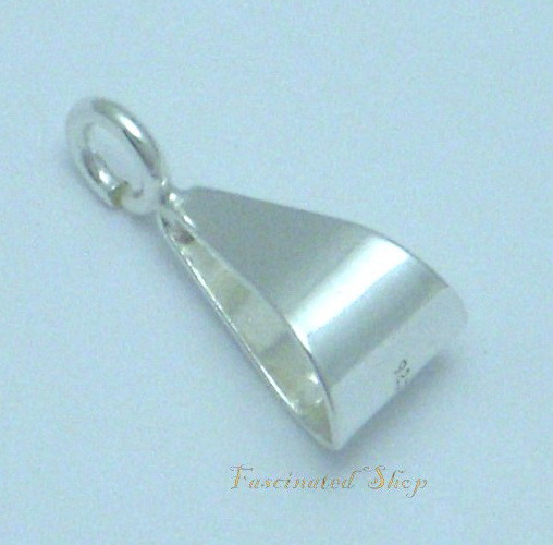 925 Sterling Silver 14x6x7mm Pendant BAIL w/ 4.5mm Open Ring Findings New 1pc.