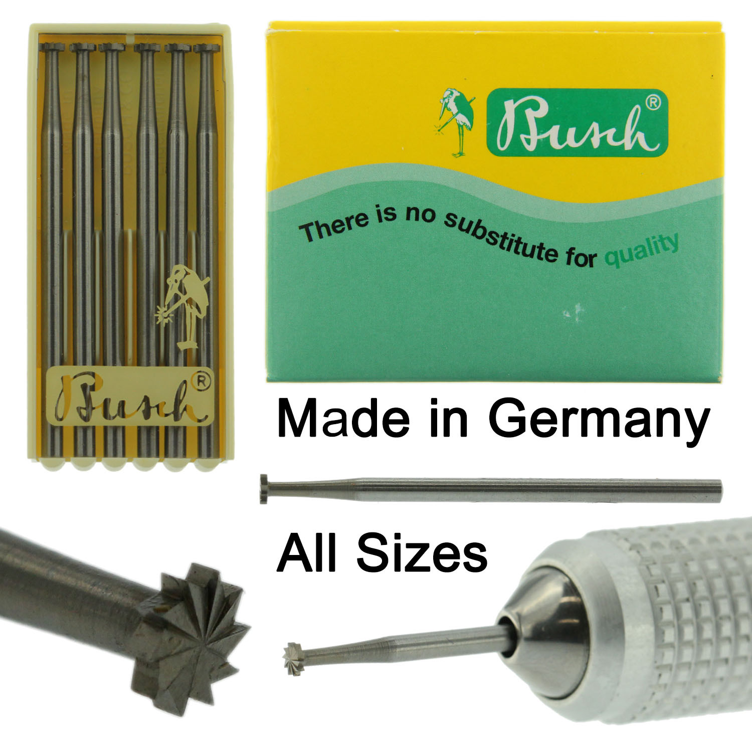 Busch Jewelry Bur Figure 2 Jewelers Wheel Bur Pack of 6 Burs 006-050 Germany