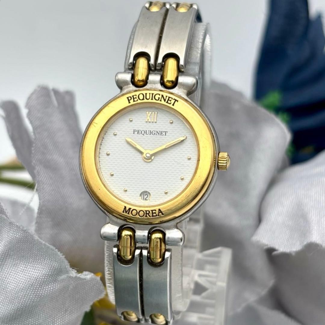 Pequignet Moorea Quartz Ladies Watch White Two-Tone Japan 072734